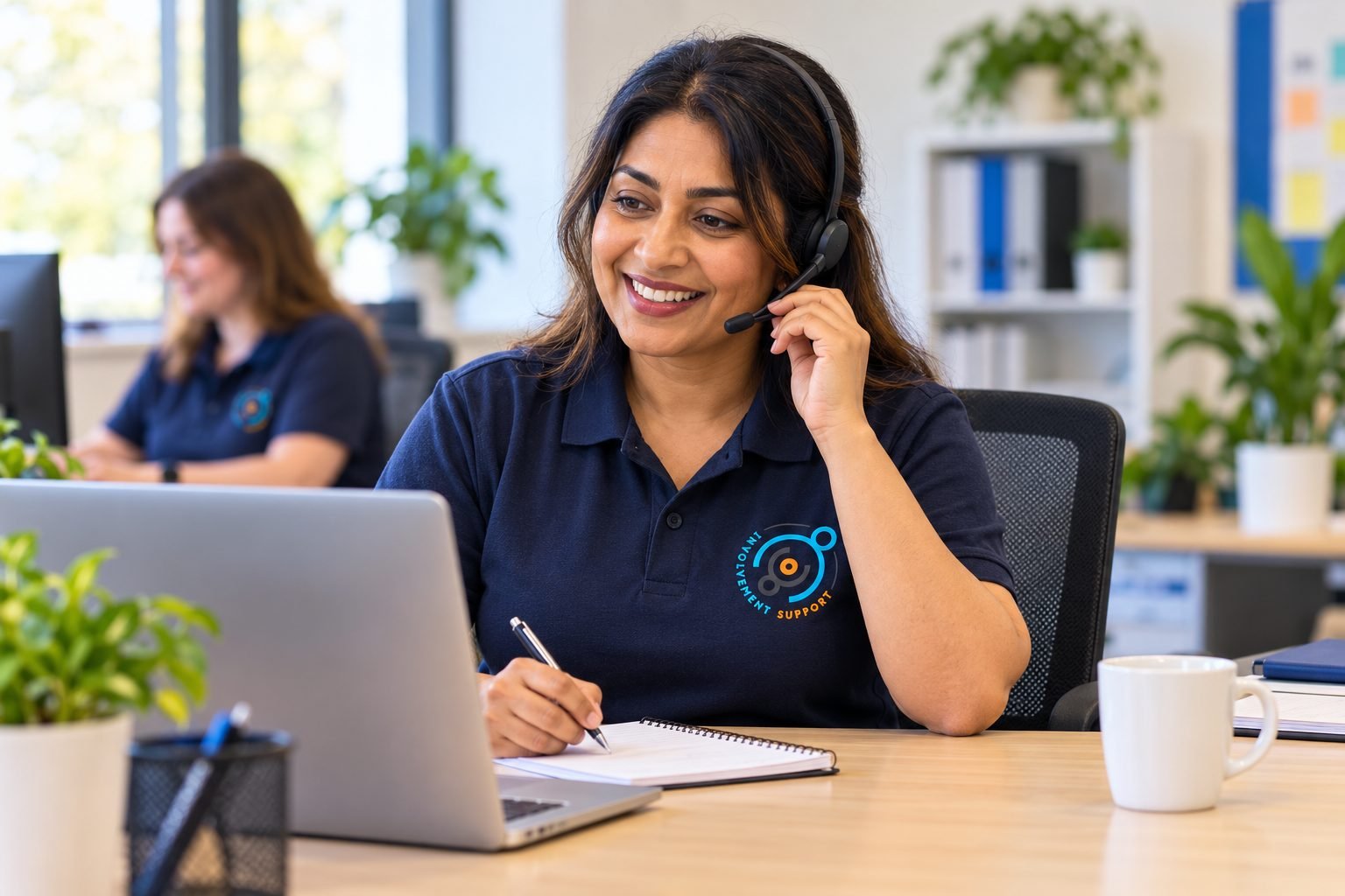 A member of the Involvement Support office team answering a call